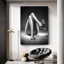 Woman Wine Glass Canvas