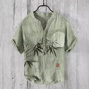 National Bamboo Printing Men's Shirt 3D Digital Printing Elegant Style