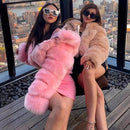 Short Hooded Faux Fur Long Sleeve Coat